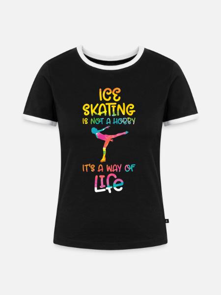 Eislaufen - Frauen Kontrast-T-Shirt - Schwarz/Weiß