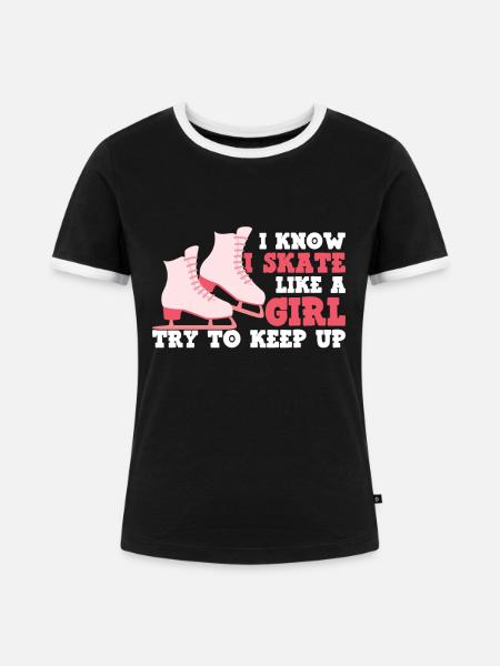 Eislaufen - Frauen Kontrast-T-Shirt - Schwarz/Weiß