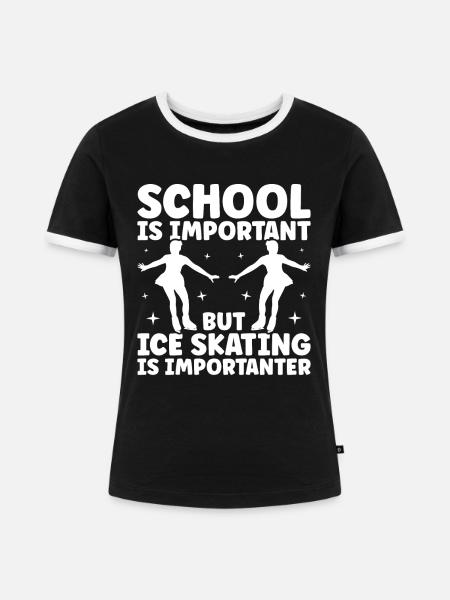 Eislaufen - Frauen Kontrast-T-Shirt - Schwarz/Weiß