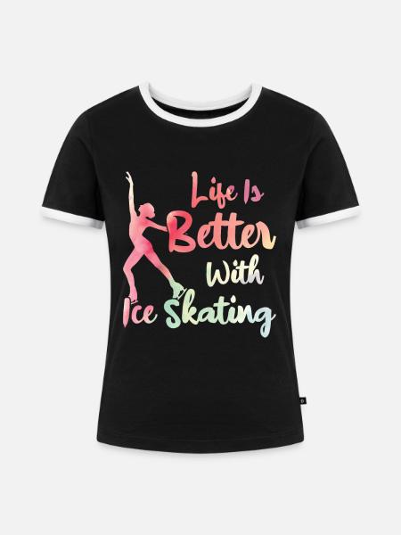 Eislaufen - Frauen Kontrast-T-Shirt - Schwarz/Weiß