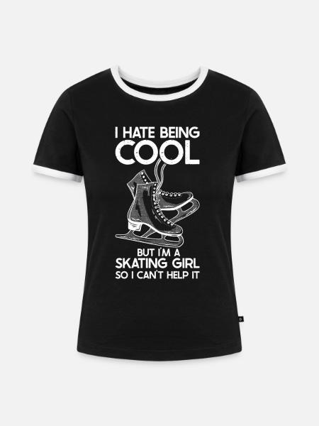 Eislaufen - Frauen Kontrast-T-Shirt - Schwarz/Weiß
