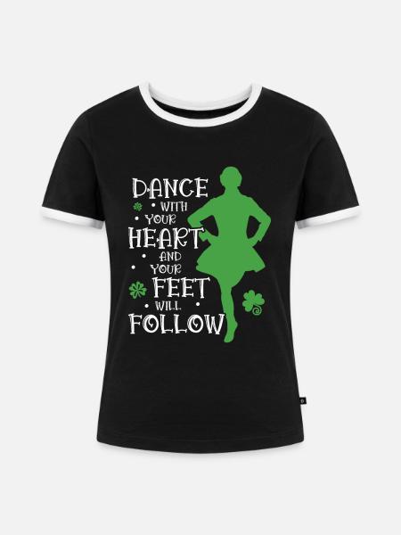 Irischer Tanz - Frauen Kontrast-T-Shirt - Schwarz/Weiß