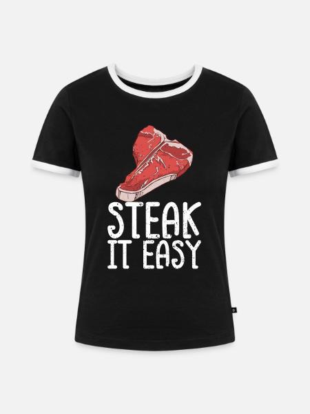 Steak - Frauen Kontrast-T-Shirt - Schwarz/Weiß