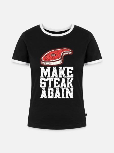 Steak - Frauen Kontrast-T-Shirt - Schwarz/Weiß