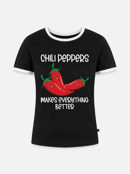 Chili-Pfeffer - Frauen Kontrast-T-Shirt - Schwarz/Weiß