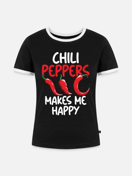 Chili-Pfeffer - Frauen Kontrast-T-Shirt - Schwarz/Weiß