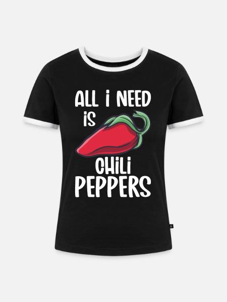 Chili-Pfeffer - Frauen Kontrast-T-Shirt - Schwarz/Weiß
