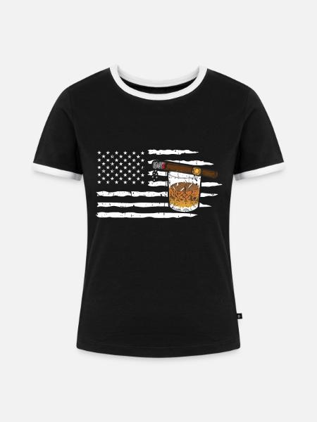Zigarrenzigarettenraucher - Frauen Kontrast-T-Shirt - Schwarz/Weiß