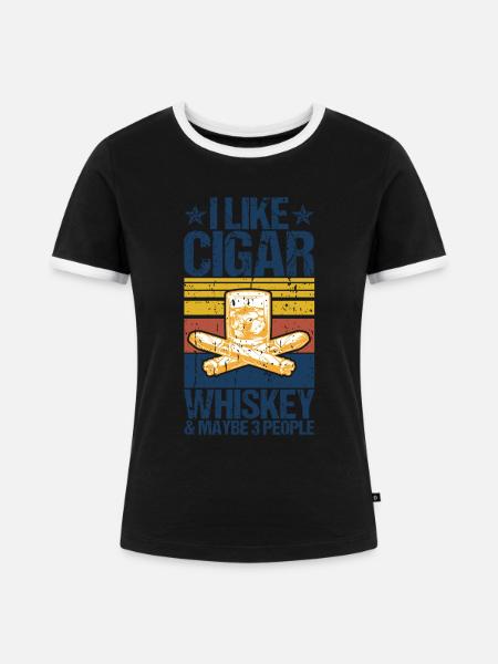 Zigarrenzigarettenraucher - Frauen Kontrast-T-Shirt - Schwarz/Weiß
