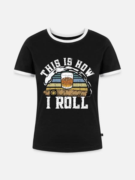 Zigarrenzigarettenraucher - Frauen Kontrast-T-Shirt - Schwarz/Weiß