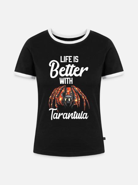 Tarantel - Frauen Kontrast-T-Shirt - Schwarz/Weiß
