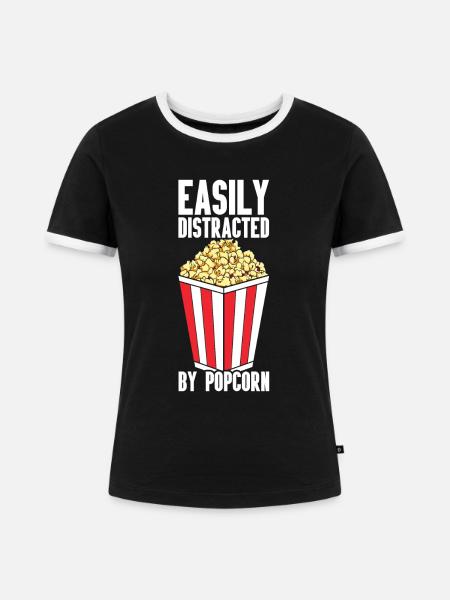 Popcorn - Frauen Kontrast-T-Shirt - Schwarz/Weiß