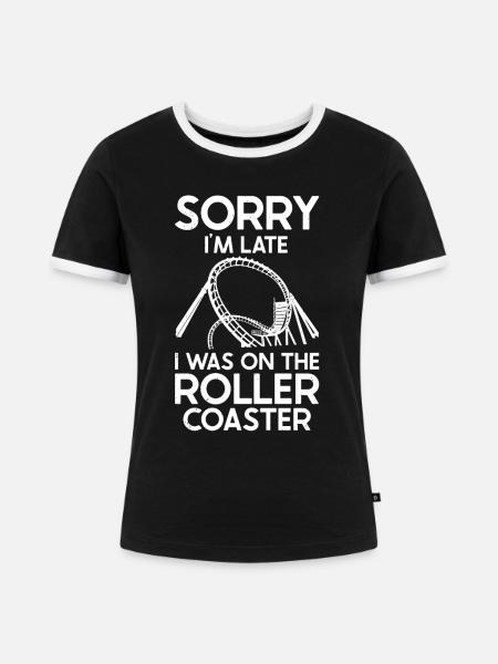 Achterbahn - Frauen Kontrast-T-Shirt - Schwarz/Weiß