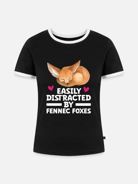 Fennec Fox - Frauen Kontrast-T-Shirt - Schwarz/Weiß