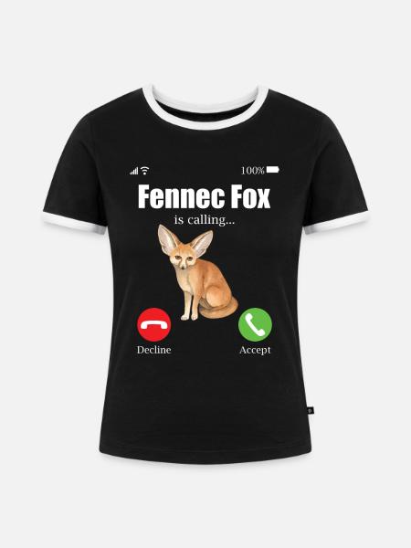 Fennec Fox - Frauen Kontrast-T-Shirt - Schwarz/Weiß