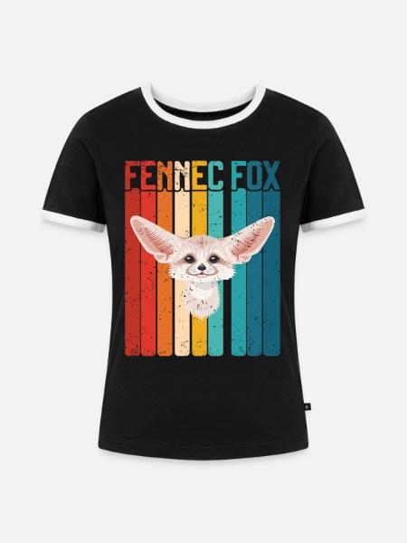 Fennec Fox - Frauen Kontrast-T-Shirt - Schwarz/Weiß