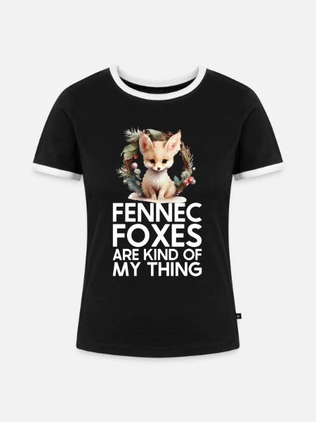 Fennec Fox - Frauen Kontrast-T-Shirt - Schwarz/Weiß