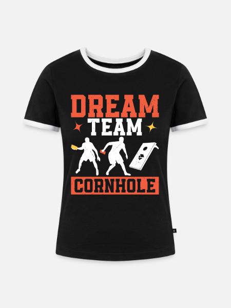 Cornhole - Frauen Kontrast-T-Shirt - Schwarz/Weiß
