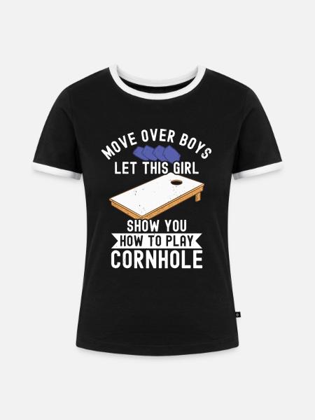 Cornhole - Frauen Kontrast-T-Shirt - Schwarz/Weiß
