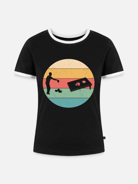 Cornhole - Frauen Kontrast-T-Shirt - Schwarz/Weiß