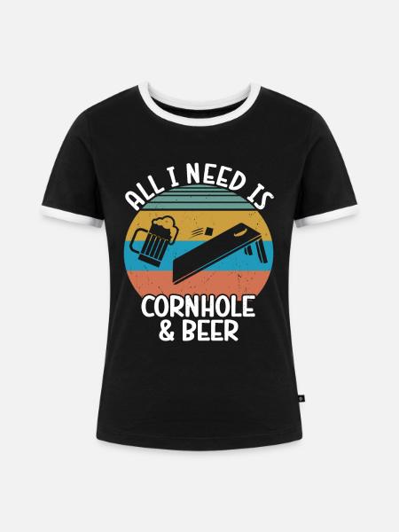 Cornhole - Frauen Kontrast-T-Shirt - Schwarz/Weiß