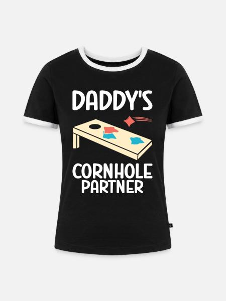 Cornhole - Frauen Kontrast-T-Shirt - Schwarz/Weiß