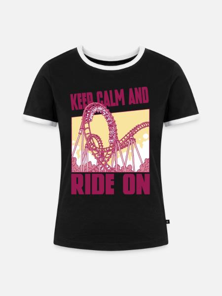 Achterbahnvergnügungspark Achterbahnfahrt - Frauen Kontrast-T-Shirt - Schwarz/Weiß