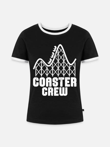Achterbahnvergnügungspark Achterbahnfahrt - Frauen Kontrast-T-Shirt - Schwarz/Weiß