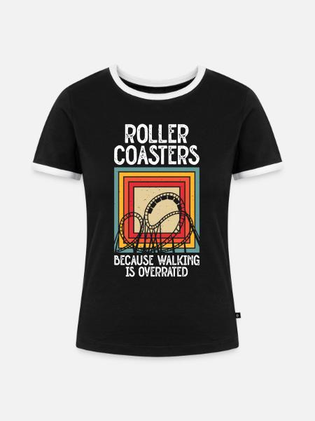 Achterbahnvergnügungspark Achterbahnfahrt - Frauen Kontrast-T-Shirt - Schwarz/Weiß