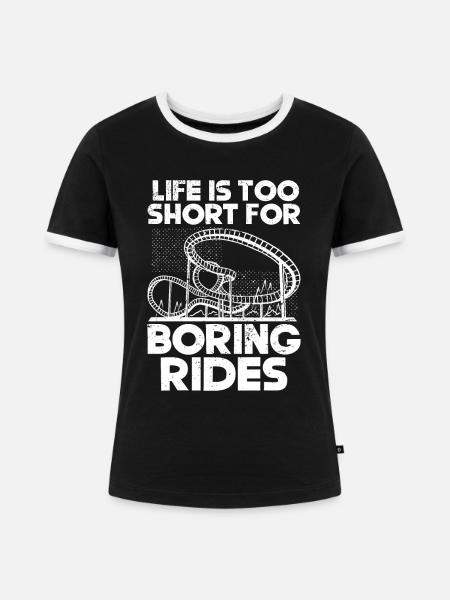 Achterbahnvergnügungspark Achterbahnfahrt - Frauen Kontrast-T-Shirt - Schwarz/Weiß