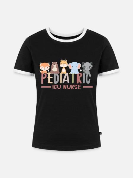 Kinderkrankenschwester Picu Peds - Frauen Kontrast-T-Shirt - Schwarz/Weiß