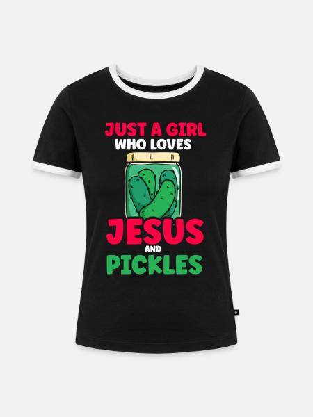Pickles & Jesus Pickle Gemüseanbau - Frauen Kontrast-T-Shirt - Schwarz/Weiß