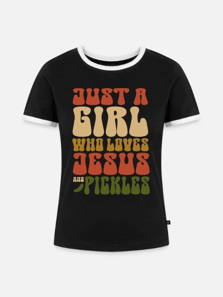 Pickles & Jesus Pickle Gemüseanbau - Frauen Kontrast-T-Shirt - Schwarz/Weiß