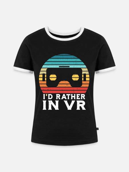 Virtual Reality VR Gamer Funnz - Frauen Kontrast-T-Shirt - Schwarz/Weiß