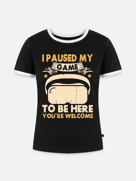 Virtual Reality VR Gamer Funnz - Frauen Kontrast-T-Shirt - Schwarz/Weiß