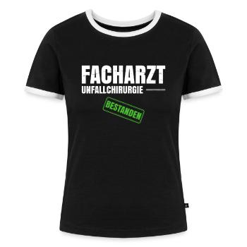 Facharzt Unfallchirurgie - Frauen Kontrast-T-Shirt - Schwarz/Weiß - Vorne - Selfina (174cm)