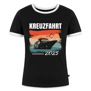 Kreuzfahrt 2025 - Frauen Kontrast-T-Shirt - Schwarz/Weiß - Vorne - Selfina (174cm)
