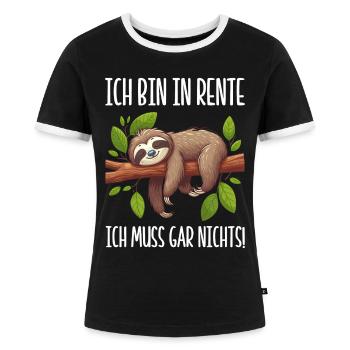 Ich bin in Rente ich muss gar nichts Lustiges - Frauen Kontrast-T-Shirt - Schwarz/Weiß - Vorne - Selfina (174cm)