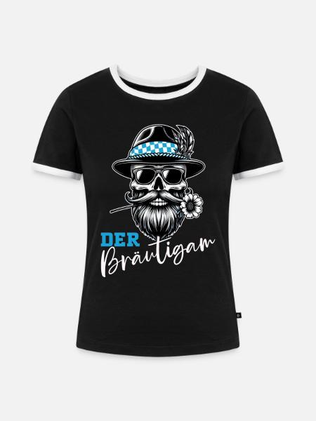 Der Bräutigam Lustiges Junggesellenabschied - Frauen Kontrast-T-Shirt - Schwarz/Weiß