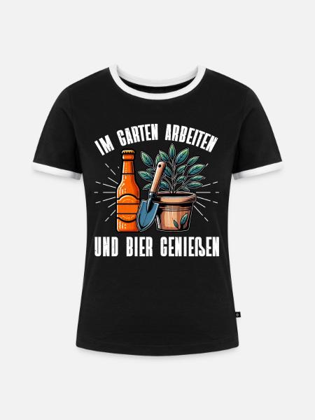 Bier Garden Gartenarbeit Kleingärtner Gärtner - Frauen Kontrast-T-Shirt - Schwarz/Weiß