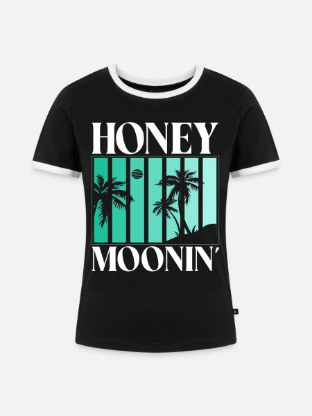 Flitterwochen Ehemann Ehefrau Paare Urlaubs - Frauen Kontrast-T-Shirt - Schwarz/Weiß