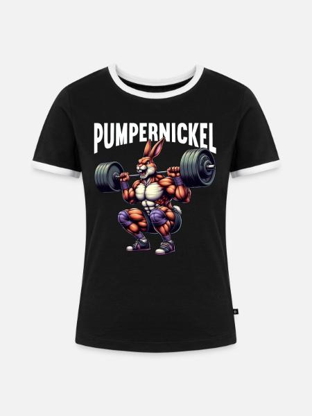 Pumpernickel-Kaninchen Fitnesstrainer Bodybuilder - Frauen Kontrast-T-Shirt - Schwarz/Weiß