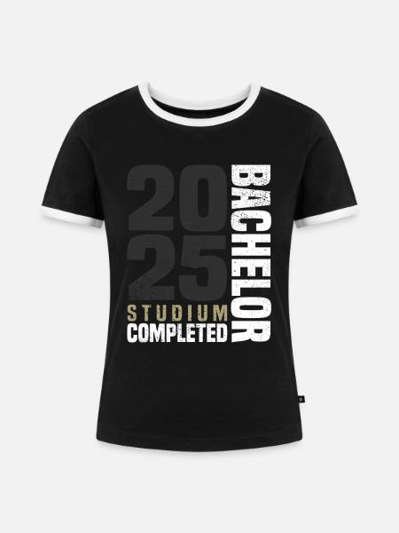 Bachelor Studium 2025 - Frauen Kontrast-T-Shirt - Schwarz/Weiß