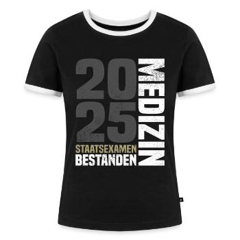 Medizin Staatsexamen 2025 - Frauen Kontrast-T-Shirt - Schwarz/Weiß - Vorne - Selfina (174cm)