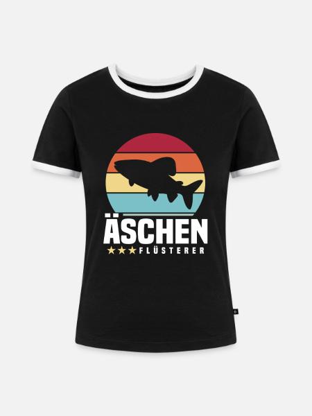 Äschen Flüsterer - Frauen Kontrast-T-Shirt - Schwarz/Weiß