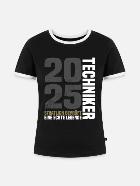 Staatlich Geprüfter Techniker 2025 - Frauen Kontrast-T-Shirt - Schwarz/Weiß
