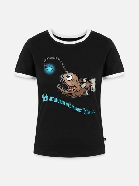 Anglerfisch - Frauen Kontrast-T-Shirt - Schwarz/Weiß