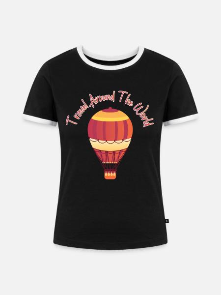 Heißluftballon & Ballon Fahrer Geschenk - Frauen Kontrast-T-Shirt - Schwarz/Weiß