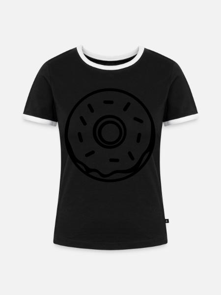 Krapfen - Frauen Kontrast-T-Shirt - Schwarz/Weiß