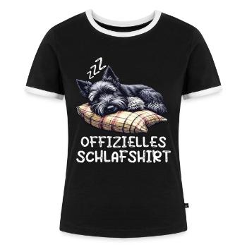 Offizielles Schlafshirt Scottish terrier Hund - Frauen Kontrast-T-Shirt - Schwarz/Weiß - Vorne - Selfina (174cm)